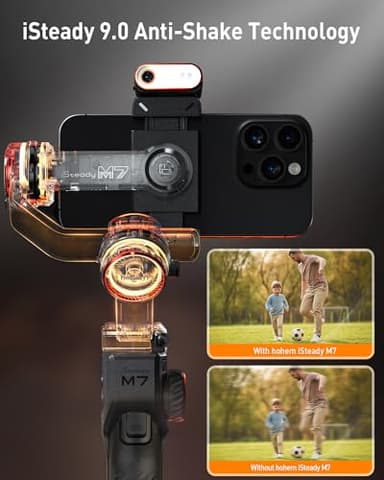 hohem iSteady M7 Gimbal Stabilizer for iPhone, Phone Gimbal with AI Tracking, 1.4" Detachable Touchscreen Remote, Built-in Extension Rod, Fill Light, Phone Stabilizer for Video Recording, YouTube - Image 2