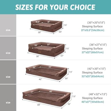 COZY KISS Orthopedic Dog Bed for Extra Large Dog, XL Pet Couch for XLarge Dog, Supportive Foam Bolster Sofa with Waterproof Lining Cover, Anti-Slip, Comfort, Washable, 42x30x7.5 in, U Shape, Brown - Image 3