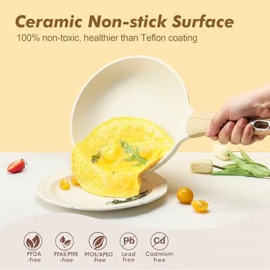 SENSARTE Ceramic Cookware Sets, Pots and Pans Set Nonstick, 20-Piece Induction Cookware, Non-toxic Healthy Non Stick Kitchen Cooking Set with Stay-Cool Handles, PFAS PTFE PFOA PFOS Free - Image 2