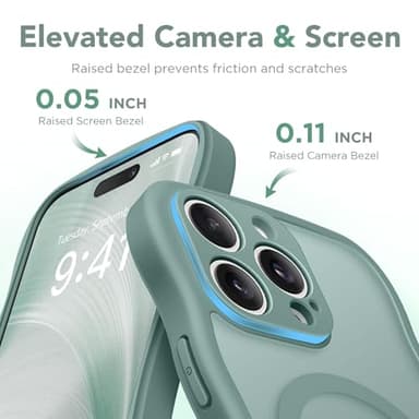 CAPRARO Cute for iPhone 15 Pro Max Case, Compatible with MagSafe, [Curly Wave Edge] [Full Camera Protection] [14 FT Drop Protection] Magnetic Phone Case for 15 Pro Max 6.7 Inch, Midnight Green - Image 6