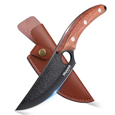 Original Huusk Knife Japan Kitchen Boning Chef Husk Knife for Everyday Use, Camping and BBQ - Premium Black Titanium Coated Blade with Sheath & Gift Box - Image 1