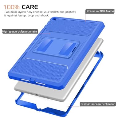 MoKo Case Fit 2018/2017 iPad 9.7 6th/5th Generation - [Heavy Duty] Shockproof Full Body Rugged Hybrid Cover with Built-in Screen Protector Compatible with Apple iPad 9.7 Inch 2018/2017, Blue Wave - Image 2