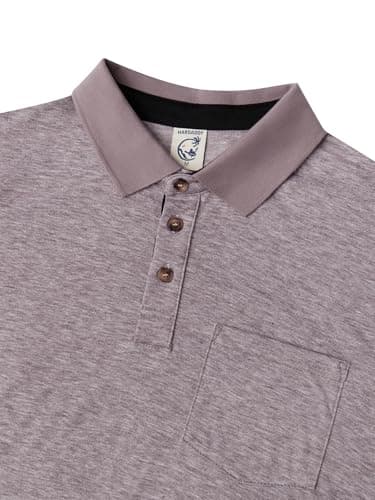 Hardaddy Men's Casual Golf Polo Shirt with Pocket Short Sleeve Work Shirts with Collar Stylish Summer Contrast Color Tees Tops Shirts Slim Fit Brown XXL - Image 3