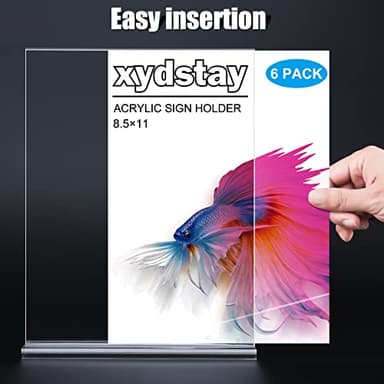 xydstay 6pack Acrylic Sign Holder 8.5 X 11, Vertical T Shape Clear Plastic Menu Holder, Unbreakable Table Sign for Restaurant, Office, School, Store and Home Use - Image 3