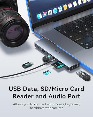 USB C Adapter Hub for MacBook Pro Air 2025-2018, Mac Adapter Multiport for MacBook 13" 15" 16", Mac Accessories Hub 8 in 2 with HDMI Thunderbolt 3 USB-C USB 3.0 2.0 SD/TF Card Reader - Image 6