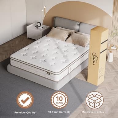 TeQsli Twin Mattress 10 Inch, Sleep Cooler Eggshell Memory Foam and 7 Zone Pocket Innerspring Hybrid Mattress Medium Firm, Twin Bed Mattress in a Box, 100-Night Trial, 10-Year Support - Image 7