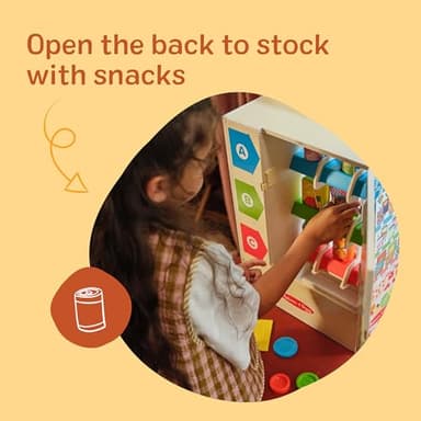 Melissa & Doug Sort-Stock-Select Wooden Vending Machine Toy with Play Food, Mini Vending Machine Toys & Play Money, Preschool Toys for Kids Ages 3+ - Image 6