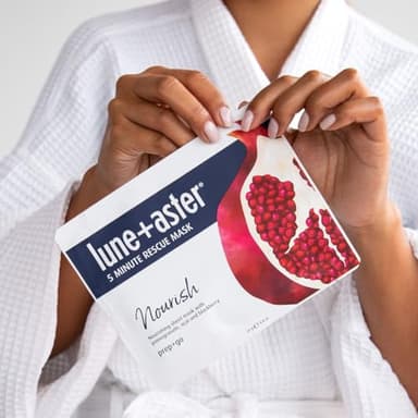 Lune+Aster 5 Minute Rescue Mask - Nourish | Antixoidant Sheet Mask with Pomegranate, Acai, and Blackberry. For premature aging and free radical damage. - Image 3
