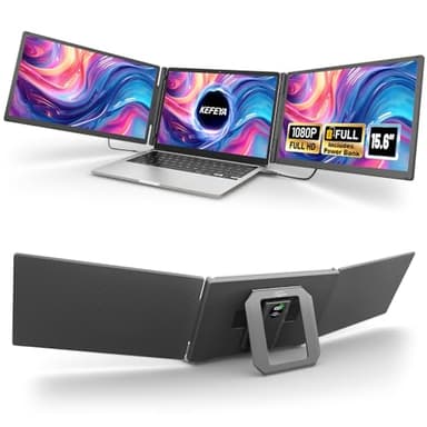KEFEYA 15.6" Laptop Screen Extender with Magnetic Power Bank, FHD 1080P Triple Monitor Extender for 13-17" Laptop, Plug & Play via Type-C/HDMI/USB-A, Compatible with Mac/Windows/Android - Image 1