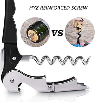 HYZ 2-Pack Wine Opener Waiter Corkscrew, Professional Wine Key for Servers, Bartender, with Foil Cutter, Manual Wine Bottle Opener Double Hinged (Black) - Image 6