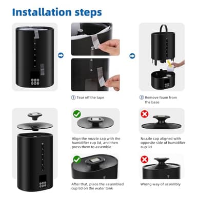 Coolfiqu 6L Humidifiers for Bedroom Large Room Home, Cool and Warm Humidifier for Plants Mist Top Fill Desk Humidifier Essential Oil Diffuser, Quiet Humidifiers with Adjustable Mist,360°Nozzle-Black - Image 2
