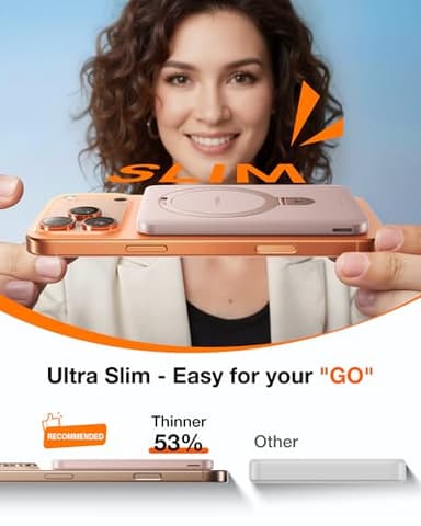 TORRAS EasyGo 0.45" Slim Magnetic Portable Charger Power Bank for iPhone, 5000mAh 22.5W Fast Charging Wireless Battery Pack Compatible with Magsafe, iPhone Air,Pro,Pro Max,17,16,15,14,13,12, Rose Gold - Image 2