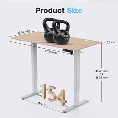 SMUG Height Adjustable Electric Standing Desk, 48 x 24 Inches Sit Stand up Desk Home Office Computer Desk, Ergonomic Desk with Memory Controller Standing Table Natural - Image 3