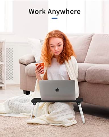 Ruxury Folding Lap Desk Laptop Stand Bed Desk Table Tray, Breakfast Serving Tray, Portable & Lightweight Mini Table for Sofa Couch Floor - - Black - Image 2