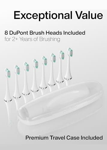 Aquasonic Vibe Series Ultra-Whitening Toothbrush – ADA Accepted Electric Toothbrush - 8 Brush Heads & Travel Case – 40,000 VPM Motor & Wireless Charging - 4 Modes w Smart Timer – Optic White - Image 5