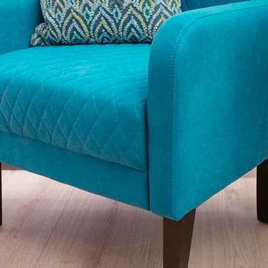 Powell Glenn Teal Wingbacked Accent Chair with Quilted Seat - Image 4