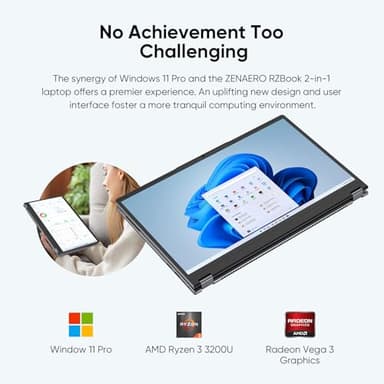 AE86 15.6" 2-in-1 Laptop | 16GB DDR4 RAM 512GB Storage | AMD Ryzen 3 3200U (up to 3.5GHz) | AMD Radeon Vega 3 | FHD Touchscreen | Windows 11 Pro | Wi-Fi 5 | BT5.1 | RJ45 | Backlit Keyboard, Gray - Image 3