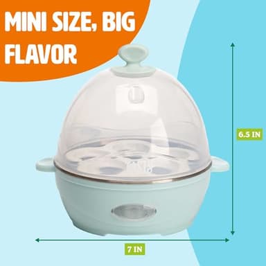 Tasty Mini Rapid Egg Cooker, 5-Egg Capacity for Perfect Hard Boiled Eggs or Omelets, Auto Shut Off, Aqua - Image 4