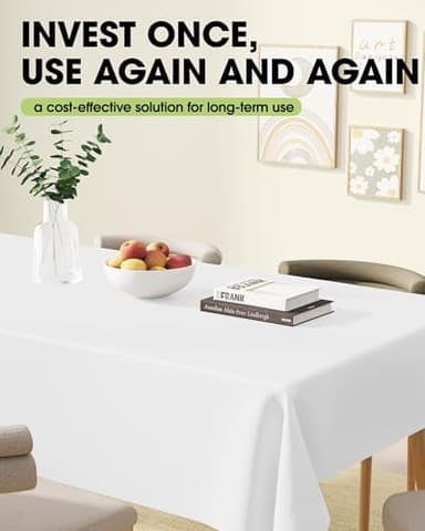Pureegg Rectangle Table Cloth 60" x 102" – Durable Polyester Tablecloth Offers Reusable & Washable Protection, Ideal for Outdoor Party, Picnic, Wedding, Banquet and Birthday, 2 Pack, White - Image 8