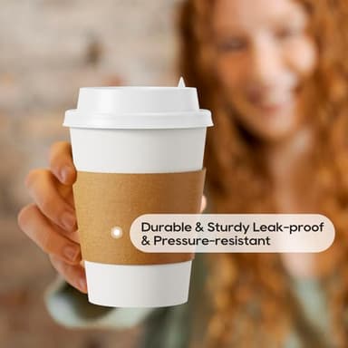 [100 Pack] 12 oz Paper Coffee Cups, Disposable Paper Coffee Cup with Lids, Sleeves, and Stirrers, Hot/Cold Beverage Drinking Cup for Water, Juice or Tea, Suitable for Home, Shops and Cafes - Image 3