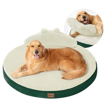 Large Dog Bed Orthopedic Dog Beds for Extra Large Dogs with Washable Removable Cover Waterproof Pet Beds with Pillow-Beige and Dark Green - Image 1