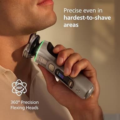 Philips Norelco Shaver i9000 Prestige Ultra, Wet & Dry Electric Shaver, White Gold, SenseIQ Pro Technology, Triple Lift & Cut System, 360 Rotating NanoTech Precision Blades, Beard Styler, XP9403/88 - Image 4