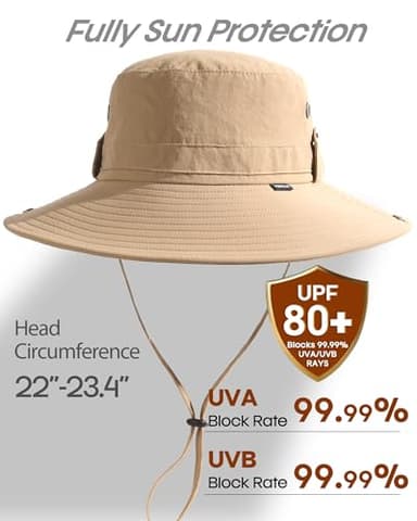 FURTALK Sun Hats for Men Fishing Hat UPF 80+ Foldable Wide Brim Outdoor Hiking Beach Summer Hats Khaki - Image 2