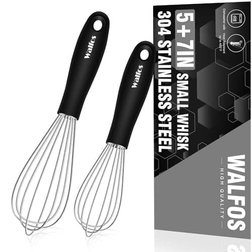 Walfos Mini Stainless Steel Whisk for Cooking - Heat Resistant Kitchen Whisks for Non-stick Cookware, Balloon Egg Beater Perfect for Blending, Whisking, Beating, Frothing & Stirring, 5+7in/12+17cm - Image 1
