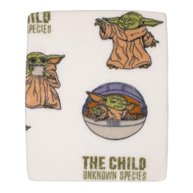 Disney Star Wars The Mandalorian "The Child" Green, Tan, White Super Soft Toddler Blanket, White, Tan, Green - Image 4