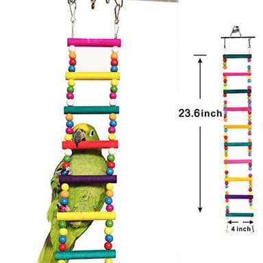 Bird Parrot Toys Ladders Swing Chewing Toys Hanging Pet Bird Cage Accessories Hammock Swing Toy for Small Parakeets Cockatiels, Lovebirds, Conures, Macaws, Lovebirds, Finches (10 Ladders) - Image 2