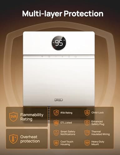 Dreo Smart Wall Heater, IP24 Electric PTC Space Heaters for Indoor Use, 30° Oscillation, Adjustable Thermostat, Remote Control, Works with Alexa, 24H Timer, Easy-mounted for Bedroom, Office, Home - Image 5