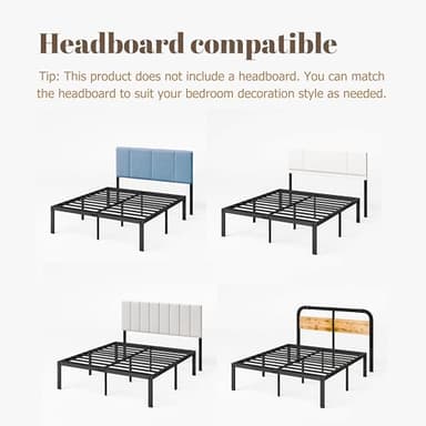 ZIYOO Full Size Bed Frame with Heavy Duty Steel Slat, 14 Inches Platform Bed Frame, Non-Slip Design, No Box Spring Needed, Easy Assembly, Quiet Noise Free, Under Bed Storage Space, Black - Image 7