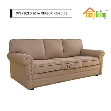 Easy-Going Stretch Oversized Sofa Slipcover 1-Piece Sofa Cover Furniture Protector Couch Soft with Elastic Bottom for Kids, Polyester Spandex Jacquard Fabric Small Checks Peacock Blue - Image 7