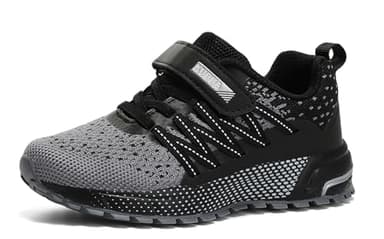 Kids Sneakers for Boys Girls Running Tennis Shoes Lightweight Breathable Sport Athletic Black Grey B Size US 11 Little Kid - Image 2