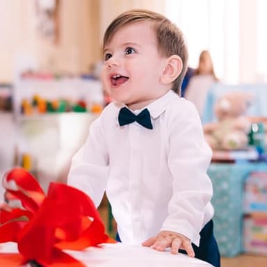SOBOWO Baby White Collared Shirt Infant Boys Christening Formal Dress Shirt Bodysuit Long Sleeve Button Up One-Piece Romper Jumpsuit Wedding Party 0-24M(6-9 Months, White) - Image 2