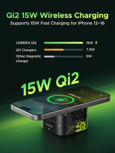 UGREEN MagFlow Qi2 Foldable Charging Station, 2-in-1 Fast Wireless Charger Compatible with iPhone 17/17 Air/17 Pro/17 Pro Max 16 15 14 13 12, Airpods3 2 Pro (No AC Adapter), Genshin Impact Edition - Image 3
