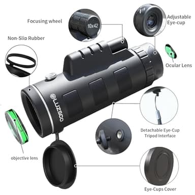 Monoculars for Adults High Powered 10x42 – Compact Waterproof Monocular Telescope with Tripod & Smartphone Adapter – Handheld Mini Pocket Telescope for Bird Watching, Hunting, Hiking, Travel & Gifts - Image 2