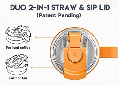 Meoky 24oz Travel Mug, Triple Insulated Stainless Steel Tumbler with Handle and 2-in-1 Straw and Sip Lid, 100% Leak Proof, Keeps Cold for 24 Hours or Hot for 8 Hours, Cupholder Friendly (Maple) - Image 3