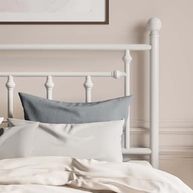 SHA CERLIN 14'' Queen Size Metal Platform Bed Frame/Victorian Headboard and Footboard/Steel Slats Mattress Foundation for Storage/No Box Spring Needed/Noise Free/White - Image 4