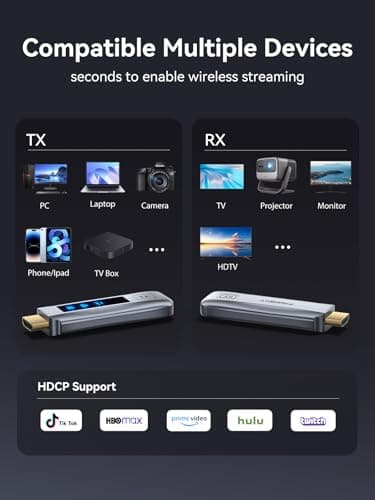 FIGEBNY Wireless HDMI Transmitter and Receiver 4K Larger LED Screen Display, Wireless HDMI Extender Sender HD 5G 165FT Streaming Media Video/Audio/File for PC/Laptop/Projector/TV Box/Camera Gray - Image 8