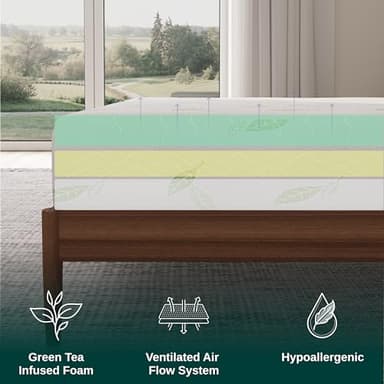 NapQueen Queen Size, 6 Inch Anula Green Tea Infused Memory Foam Mattress, Bed in a Box, CertiPUR-US Certified Mattress - Image 4
