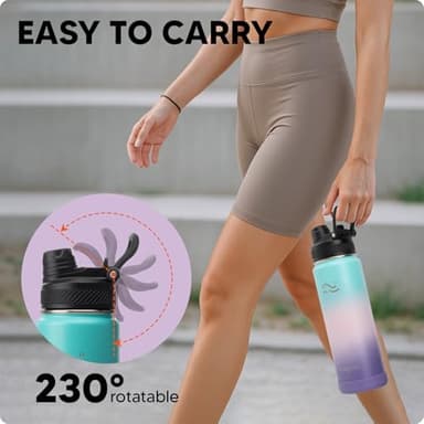 Swigina [2-IN-1 LID] Insulated Water Bottle with Silicone Boot (36hrs Cold/18hrs Hot) - DIY Stickers, Leakproof, BPA Free, 24 oz - Image 7
