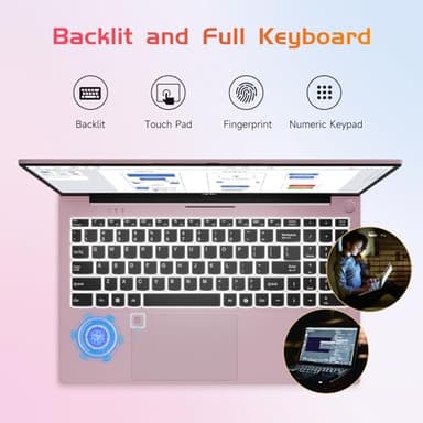 NIMO 15.6 IPS-FHD-Laptop, 16GB RAM 1TB SSD Intel Pentium Quad Core N100, Backlit Keyboard Fingerprint (Beat to i3-1115G4 Up to 3.4GHz) Computer for Student-Home WiFi 6 BT5.2 Win 11 - Image 6