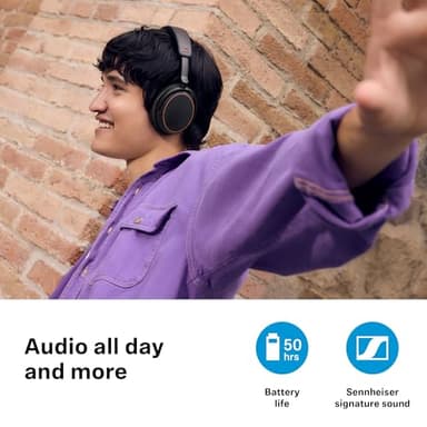 Sennheiser ACCENTUM Wireless Bluetooth Headphones - 50-Hour Battery Life, Audio, Hybrid Noise Cancelling (ANC), All-Day Comfort and Clear Voice Pick-up for Calls, Black/Copper - Image 2