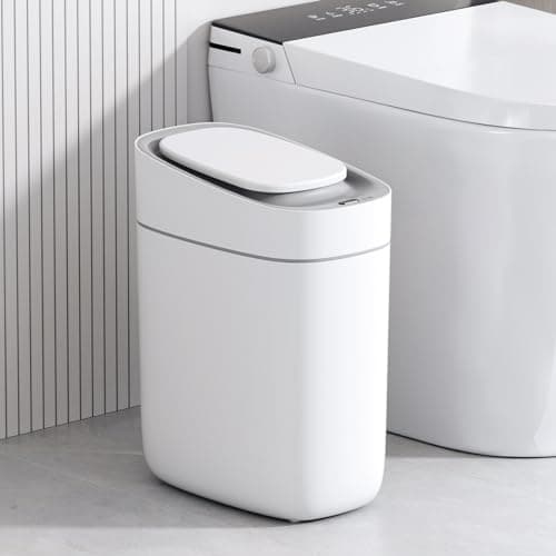 ELPHECO Automatic Bathroom Trash Can with Lid 2.5 Gallon Slim Sensor Garbage Can, 9L Narrow Plastic Trash Bin, Waterproof Motion Sensor Trash Bin for Bedroom, Living Room, Narrow Space - Image 1