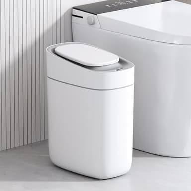 ELPHECO Automatic Bathroom Trash Can with Lid 2.5 Gallon Slim Sensor Garbage Can, 9L Narrow Plastic Trash Bin, Waterproof Motion Sensor Trash Bin for Bedroom, Living Room, Narrow Space - Image 1