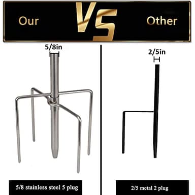 Shepherds Hook for Outdoor, 62 Inch Tall & 5/8 Inch Diameter Stainless Steel Heavy Duty Poles to Hang Outdoor Lights with 5 Prongs Base, Suitable for Bird Feeders or Wedding Decors(1pack) - Image 3