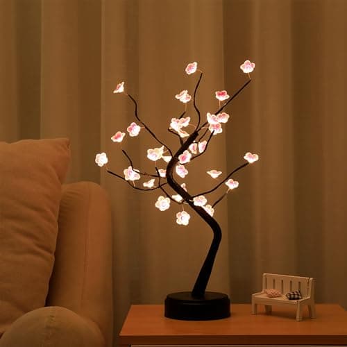 36 LED Cherry Blossom Sparkly Fairy Spirit Tree Lights, DIY Artificial Tree Battery/USB Operated, Tabletop Tree Lamp for Bedroom Christmas Indoor Room Decor Night Lights (Warm White) - Image 1