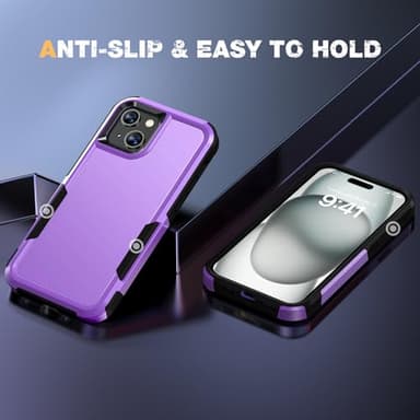 Diaclara Designed for iPhone 15Case, [with Privacy Screen Protector] [Anti Spy] [Military Grade Drop Protection] Heavy Duty Full-Body Shockproof Phone Case, Purple - Image 7