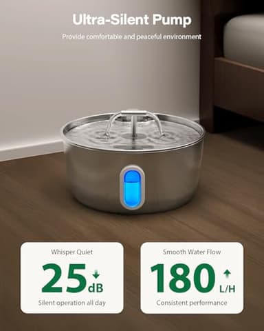 Cat Water Fountain Stainless Steel - 3.2L/108oz Pet Water Fountain for Cats Indoor - Automatic Pet Watering Dispenser (4 Filters) - Image 5
